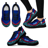 Guam Wave Sneakers - Polynesian Pattern Blue Color Women's Sneakers - Black - Guam Black - Polynesian Pride