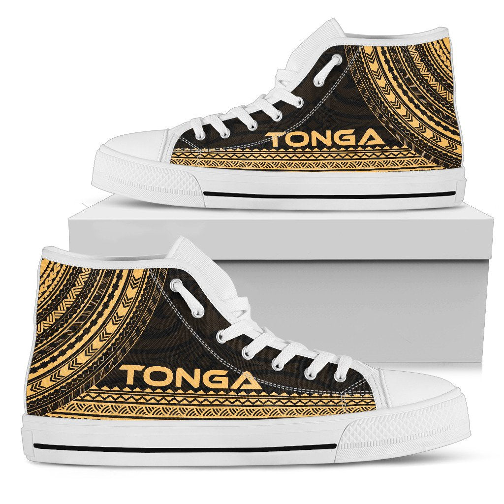 Tonga High Top Shoes - Polynesian Gold Chief Version Unisex Black - Polynesian Pride