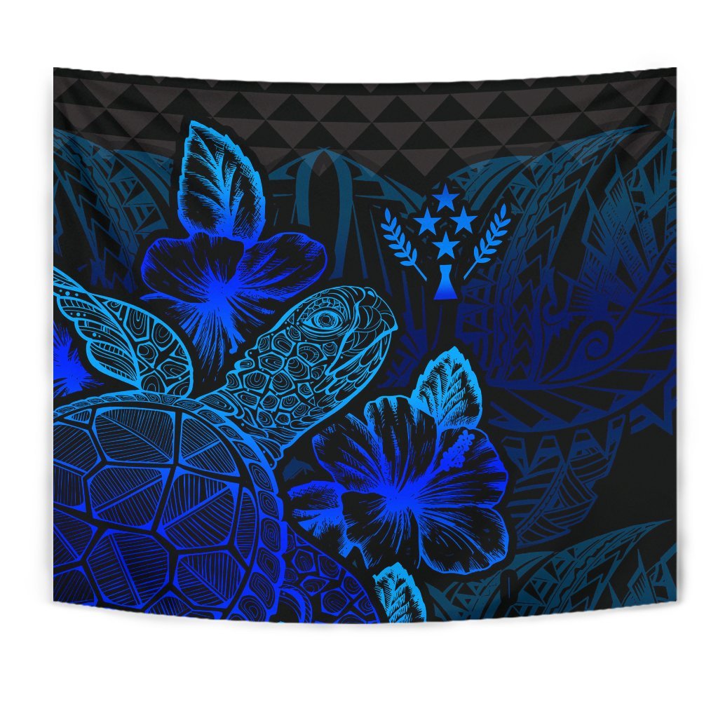 Kosrae Tapestry - Turtle Hibiscus Pattern Blue - Polynesian Pride