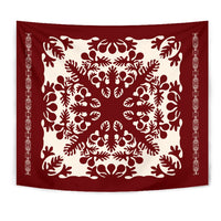 Hawaiian Quilt Tradition Red Tapestry Wall Tapestry Red - Polynesian Pride