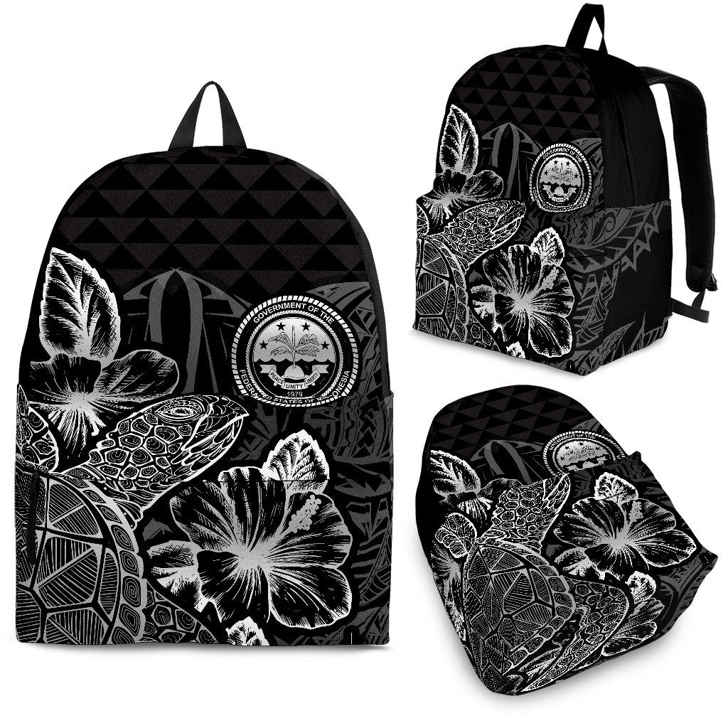 Federated States Of Micronesia Polynesian Backpack Turtle Hibiscus Black Black - Polynesian Pride