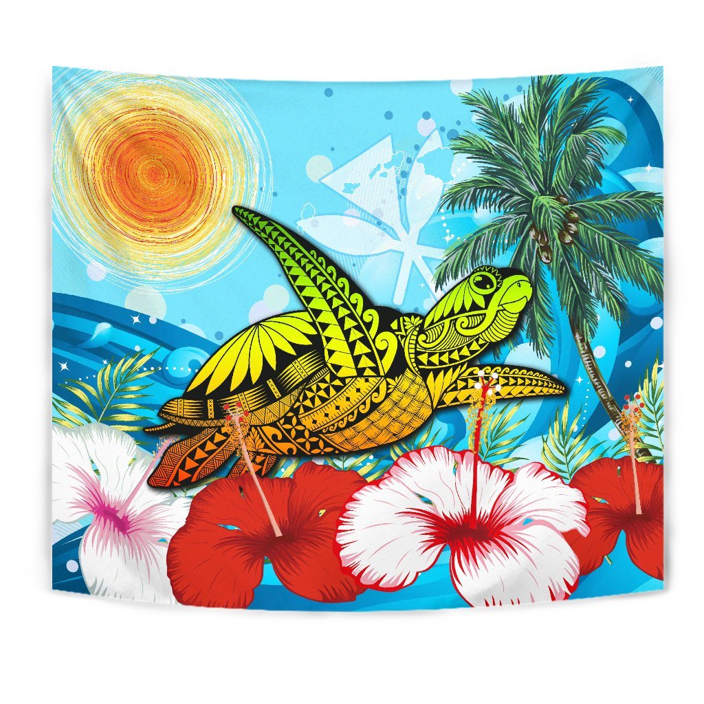 Hawaii Turtle Sea Hibiscus Tapestry - Sun Style - Polynesian Pride