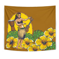 Hula Girl Dance Tradition Tapestry Wall Tapestry Yellow - Polynesian Pride