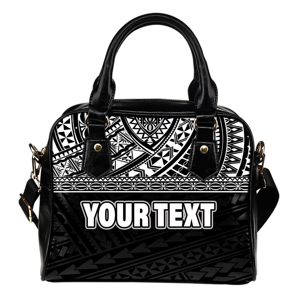 Polynesian Custom Personalised Shoulder Handbag - Black Style One Size Black - Polynesian Pride