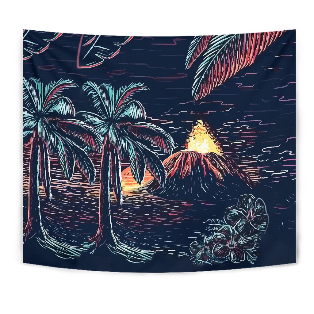 Night On The Land Tapestry Wall Tapestry Black - Polynesian Pride