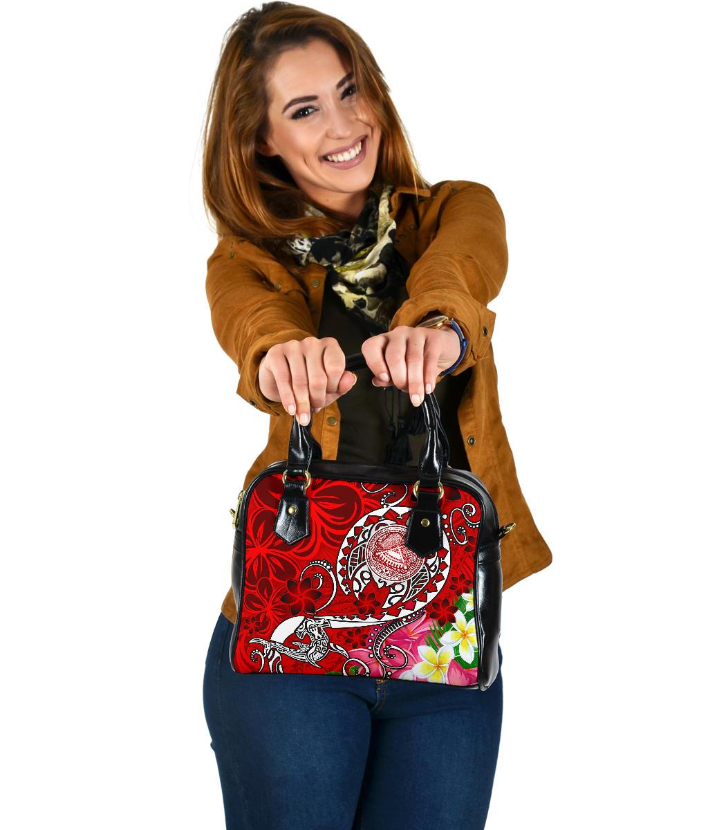 American Samoa Polynesian Shoulder Handbag - Turtle Plumeria (Red) - Polynesian Pride