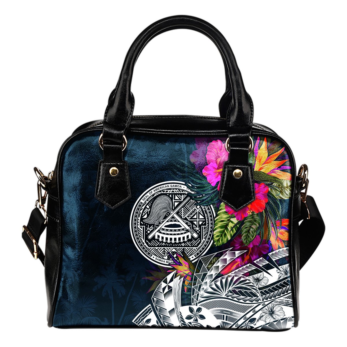 American Samoa Shoulder Handbag - Polynesian Hibiscus with Summer Vibes One Size Blue - Polynesian Pride