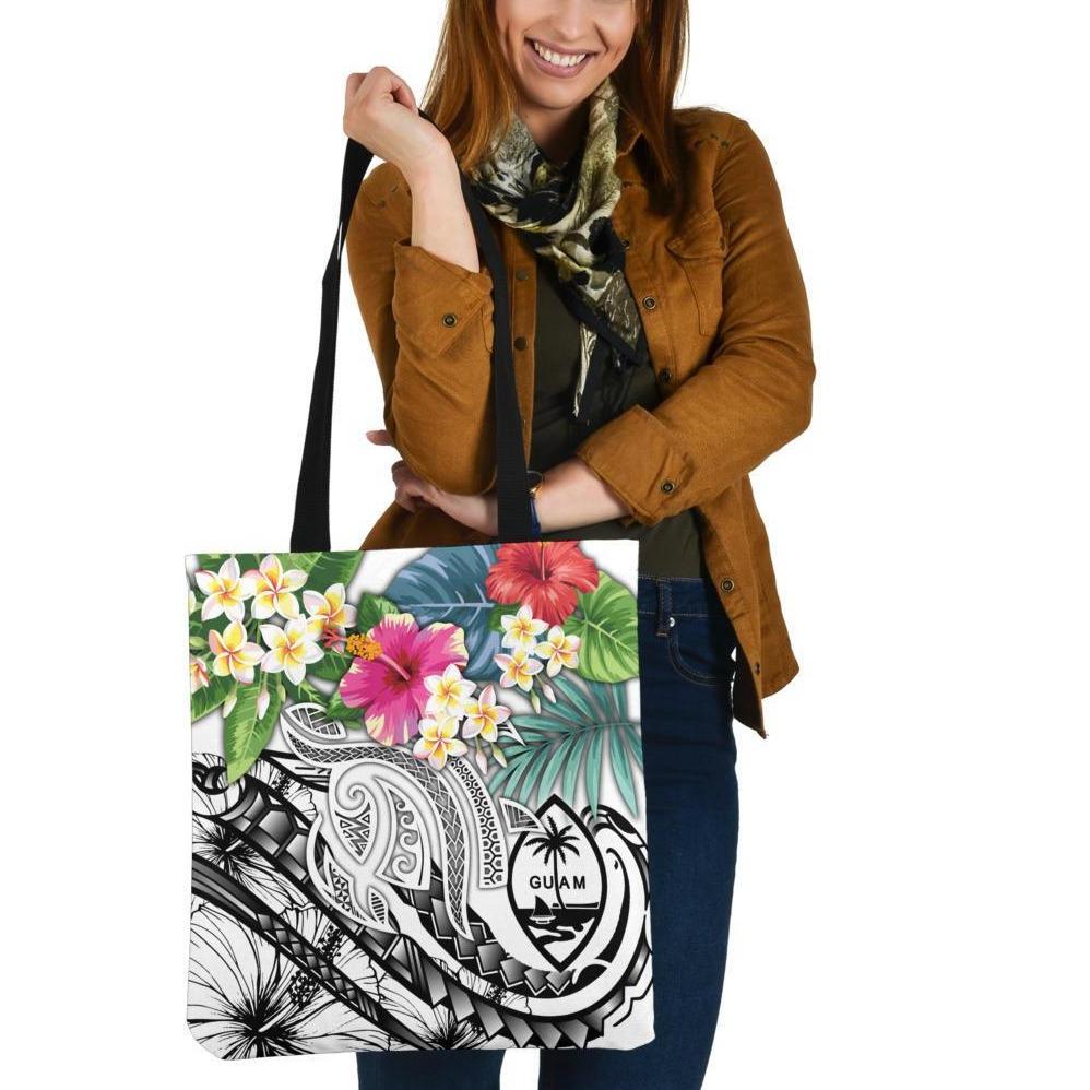 Guam Polynesian Tote Bags - Summer Plumeria (White) Tote Bag One Size White - Polynesian Pride
