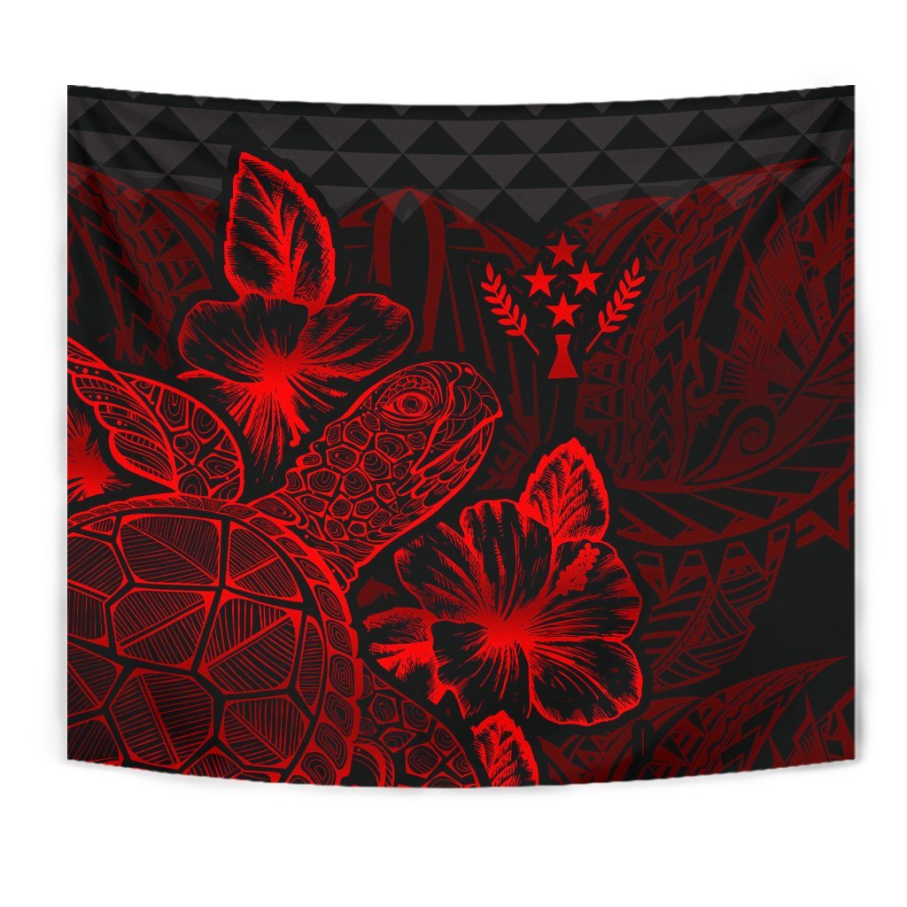 Kosrae Tapestry - Turtle Hibiscus Pattern Red - Polynesian Pride