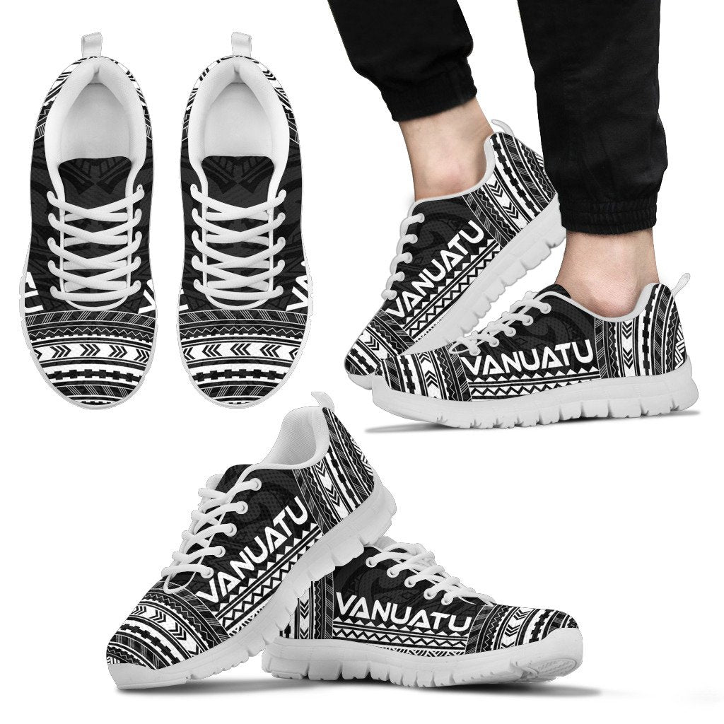 Vanuatu Sneakers - Vanuatu Polynesian Chief Tattoo Black Version Unisex White - Polynesian Pride