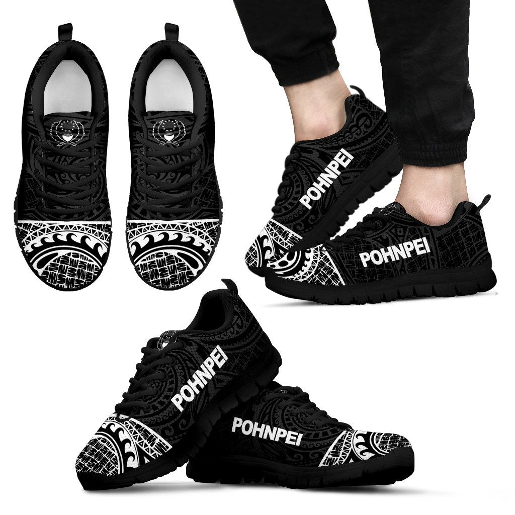 Pohnpei Sneakers - Pohnpei Flag Micronesia Black Style Unisex Black - Polynesian Pride