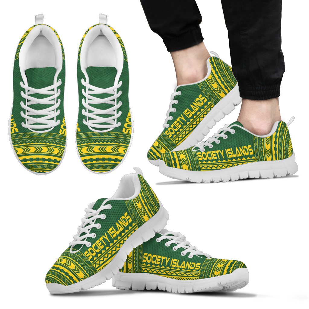 Society Islands Sneakers - Society Islands Polynesian Chief Green Yellow Version - Polynesian Pride