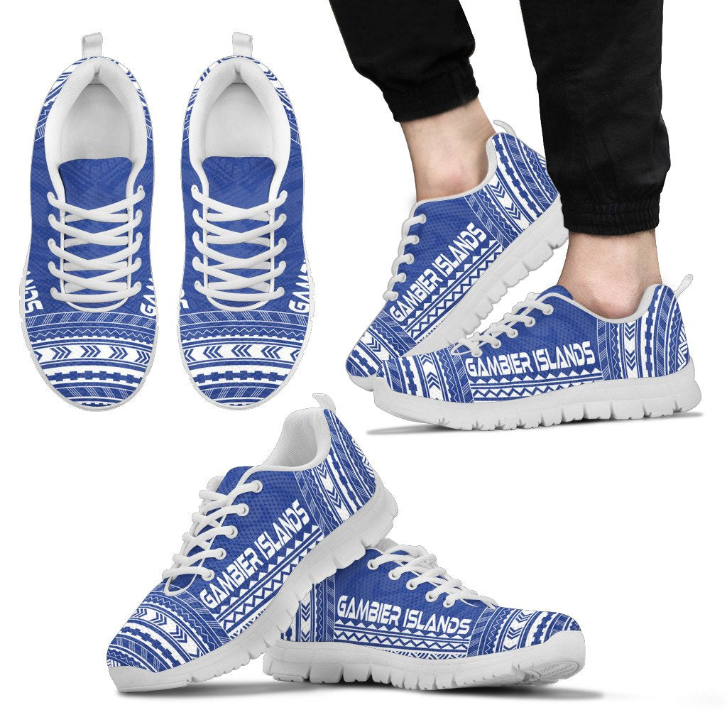 Gambier Islands Sneakers - Gambier Islands Polynesian Chief Tattoo Blue Version - Polynesian Pride