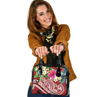 Tonga Polynesian Shoulder Handbag - Summer Plumeria (Red) One Size Red - Polynesian Pride