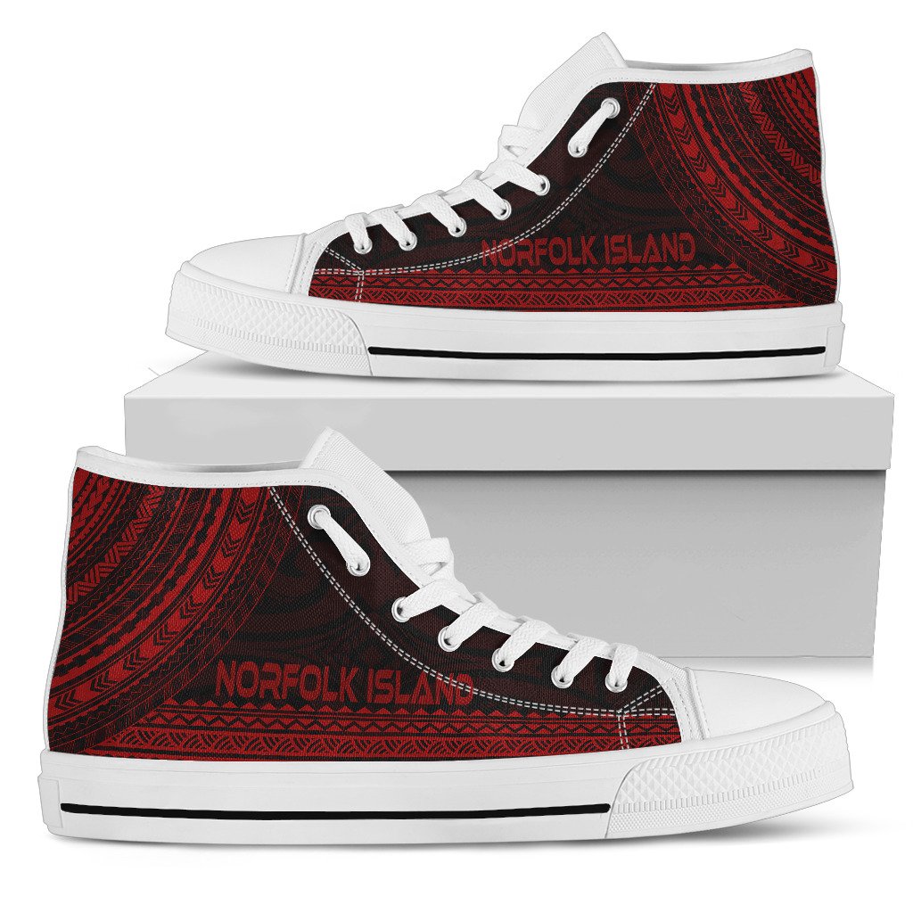 Norfolk Island High Top Shoes - Polynesian Red Chief Version Unisex Black - Polynesian Pride