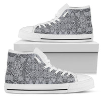 Polynesian High Top Shoe Black And White Womens High Top White - Polynesian Pride
