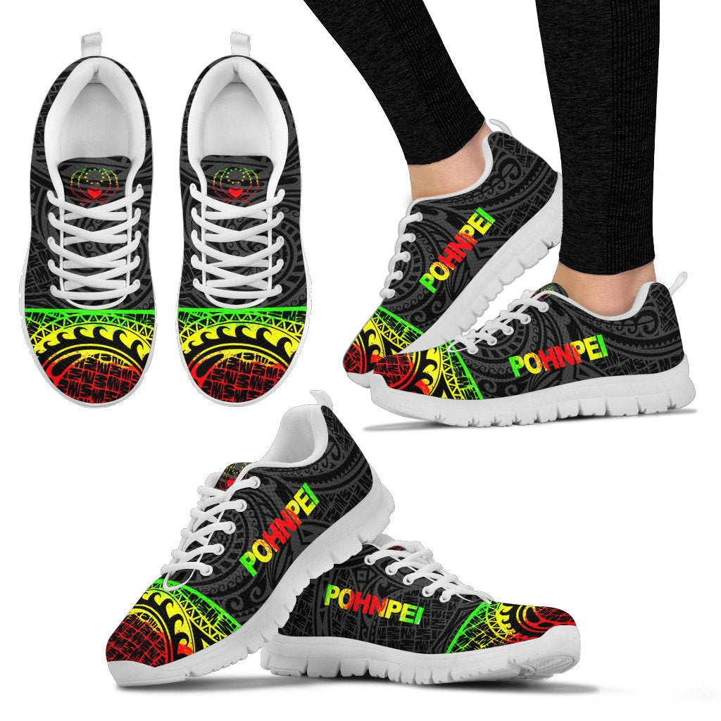 Pohnpei Sneakers - Pohnpei Flag Micronesia Reggae Style - Polynesian Pride
