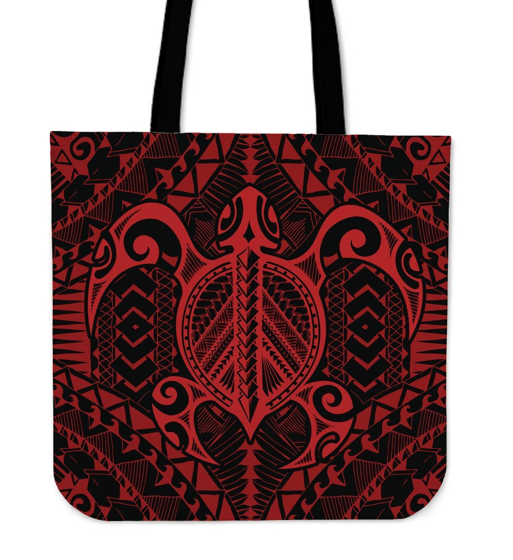 Polynesian Turtle Tote Bag (Red) A6 Tote Bag One Size Red - Polynesian Pride