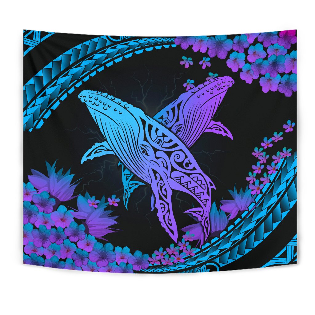 Hawaii Whale Polynesian Hibiscus Tapestry - Lae Style - Polynesian Pride