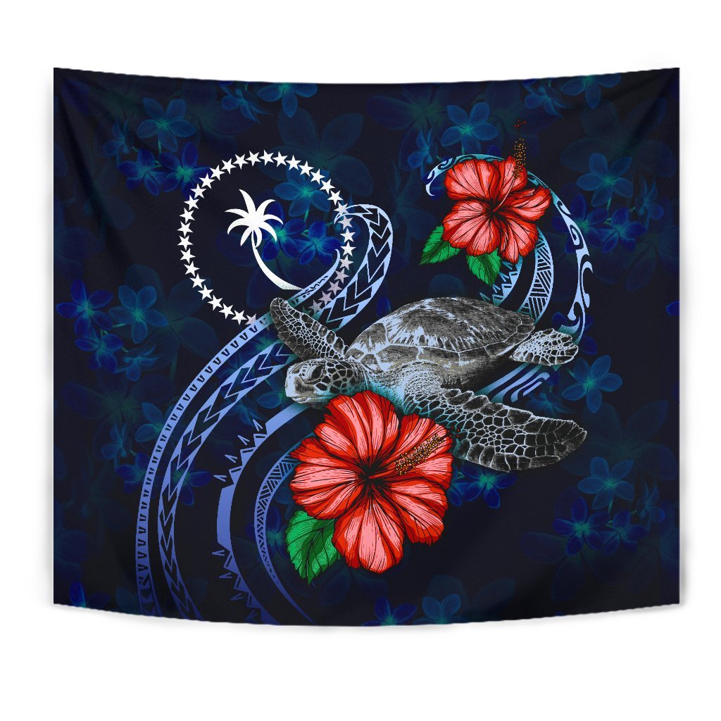 Chuuk Polynesian Tapestry - Blue Turtle Hibiscus - Polynesian Pride