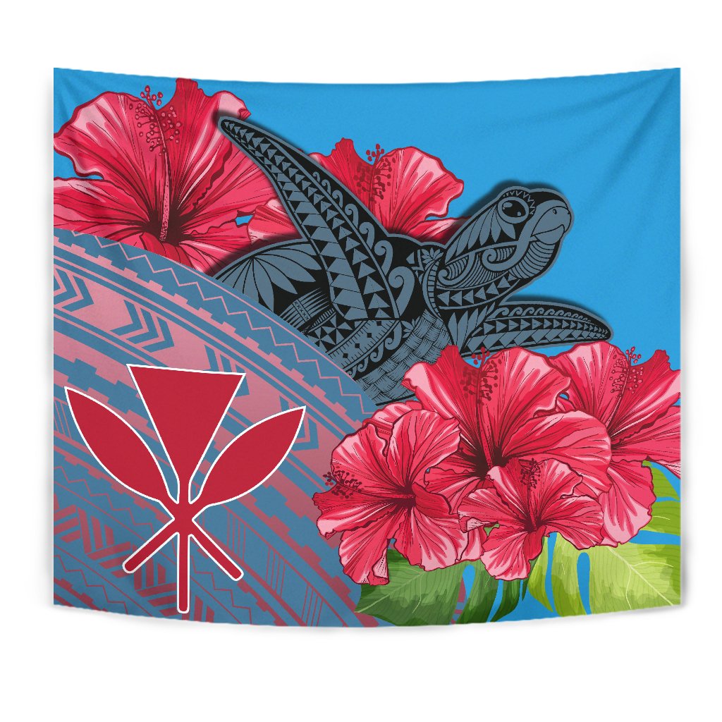 Hawaii Turtle Hibiscus Kanaka Pink Style - Tapestry AH - Polynesian Pride