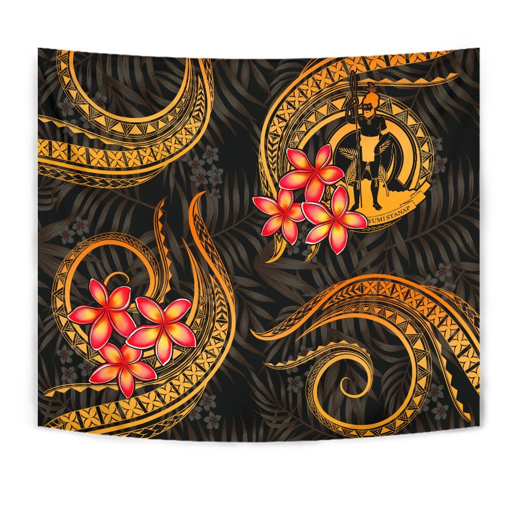 Vanuatu Tapestry - Gold Plumeria - Polynesian Pride