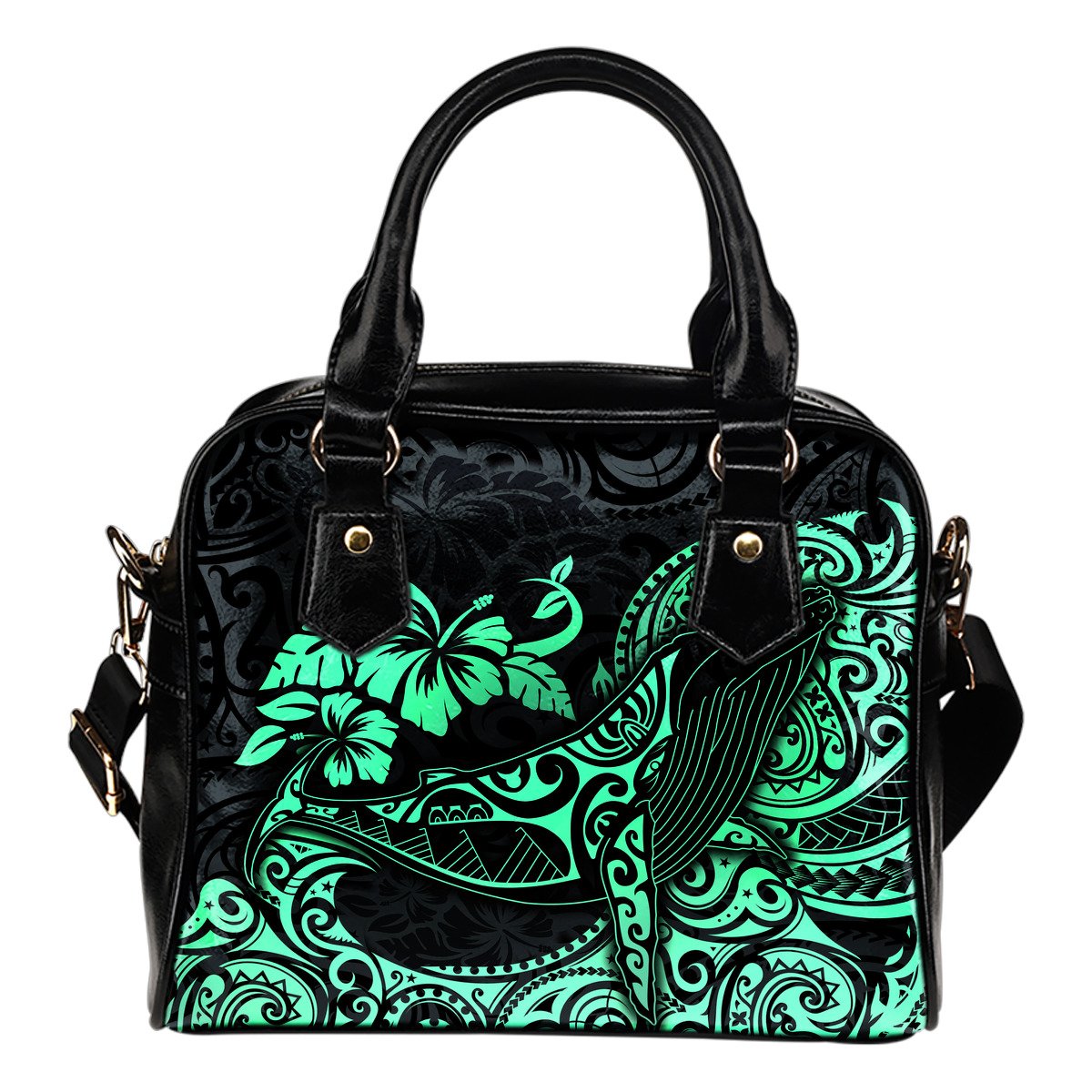 Polynesian Hawaii Shoulder Handbag - Polynesian Turquoise Humpback Whale One Size Turquoise - Polynesian Pride