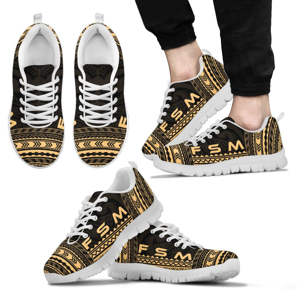 Federated States Of Micronesia Sneakers - FSM Polynesian Chief Tattoo Gold Version - Polynesian Pride