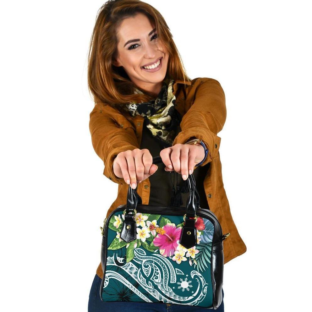 The Philippines Shoulder Handbag - Summer Plumeria (Turquoise) One Size Turquoise - Polynesian Pride