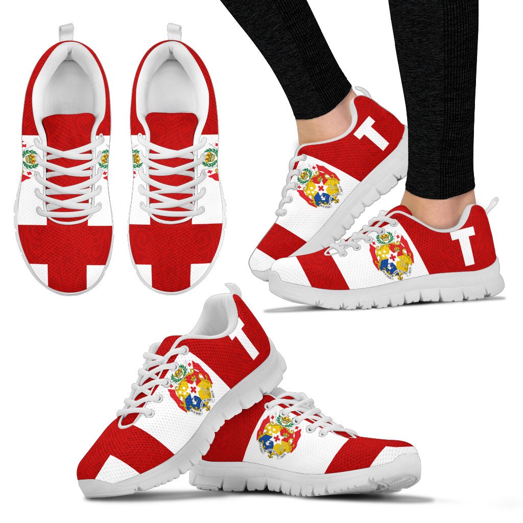 Tonga Sneakers - Tonga Flag Coat Of Arms - Polynesian Pride