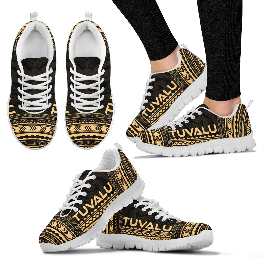 Tuvalu Sneakers - Tuvalu Polynesian Chief Tattoo Gold Version - Polynesian Pride