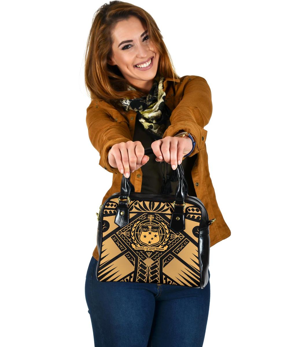 Samoa Polynesian Shoulder Handbag - Samoa Gold Seal with Polynesian Tattoo - Polynesian Pride