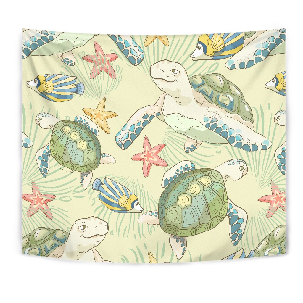 World Animal In Sea Tapestry Wall Tapestry Yellow - Polynesian Pride