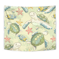 World Animal In Sea Tapestry Wall Tapestry Yellow - Polynesian Pride