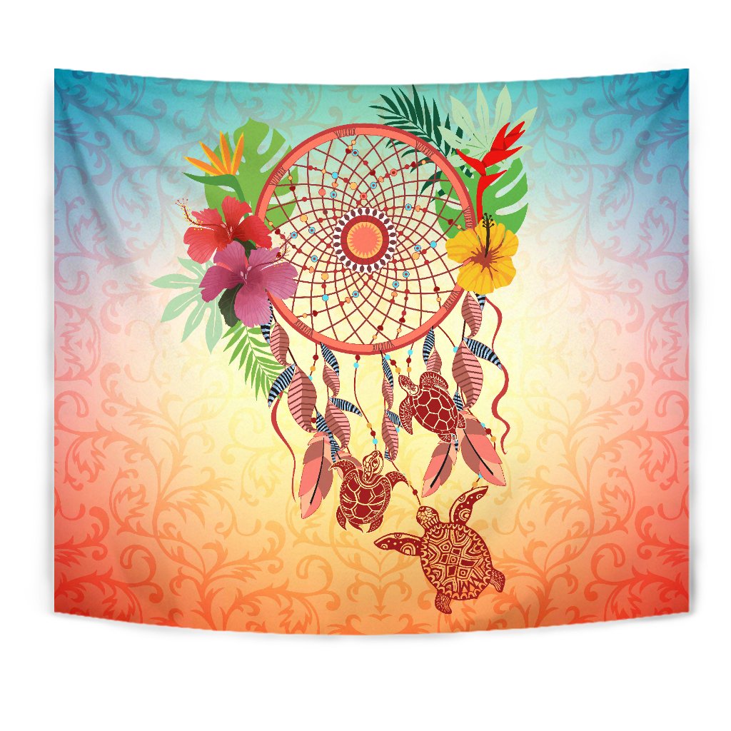 Flower Dreamcatcher Tapestry Wall Tapestry Orange - Polynesian Pride