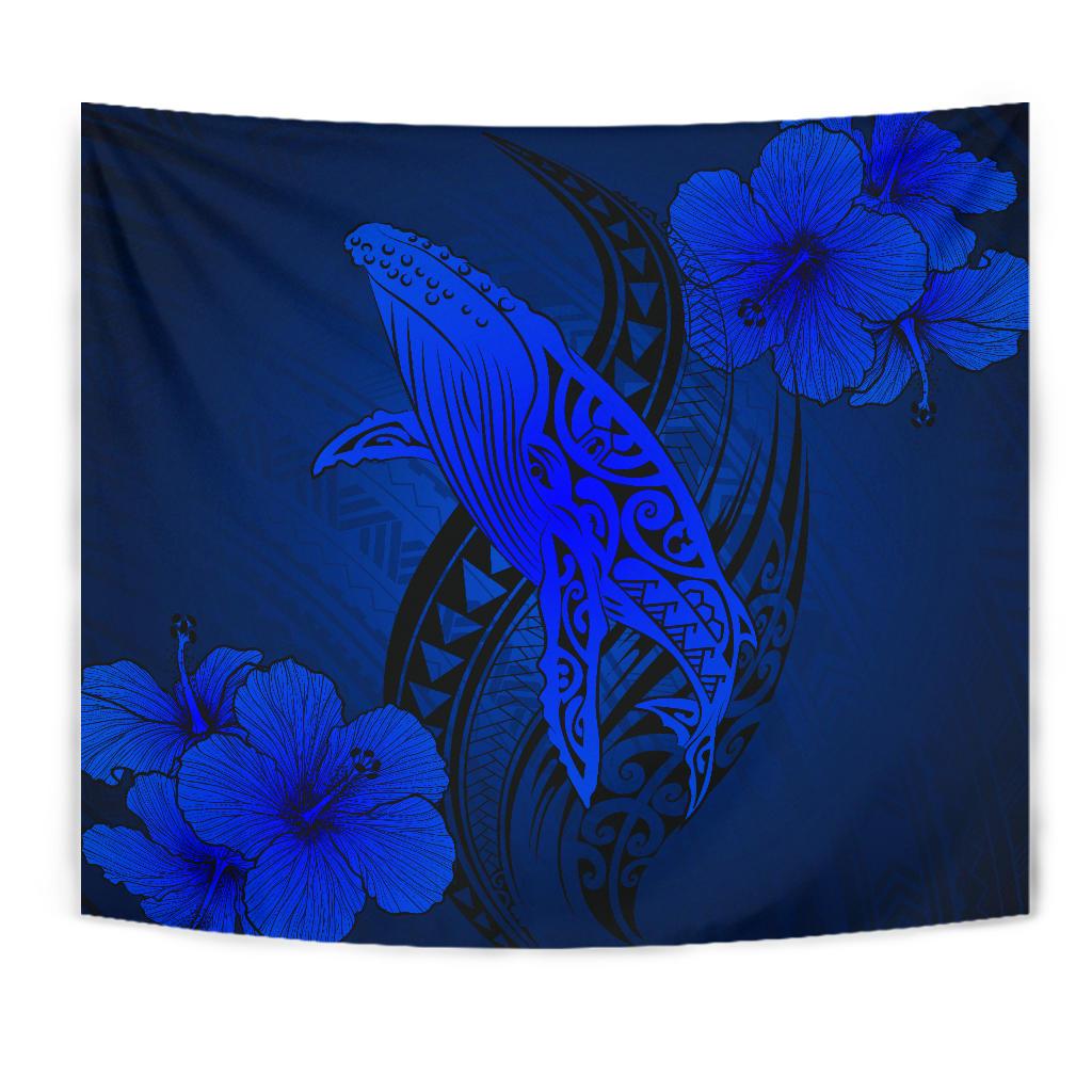 Hawaii Whale Swim Poly Blue Tapestry - Polynesian Pride