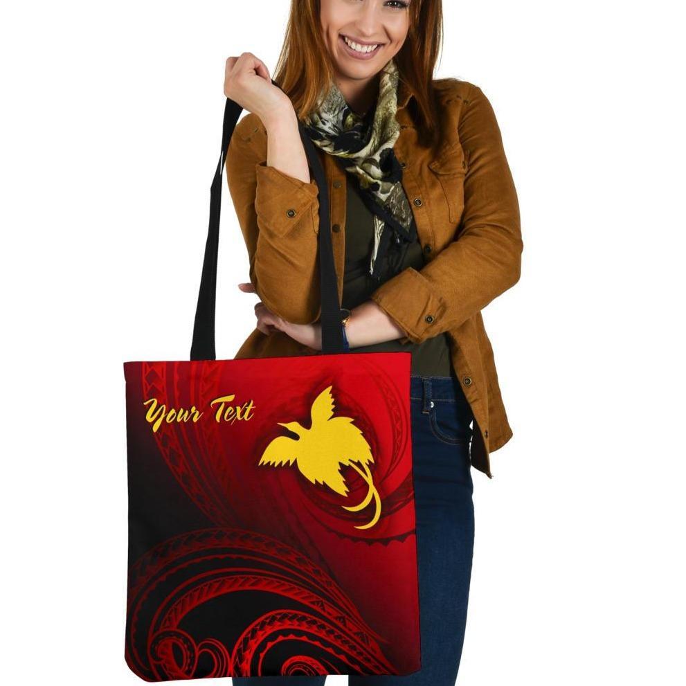 Papua New Guinea Custom Personalised Tote Bags - Raggiana Bird of Paradise Polynesian Patterns Tote Bag One Size Red - Polynesian Pride