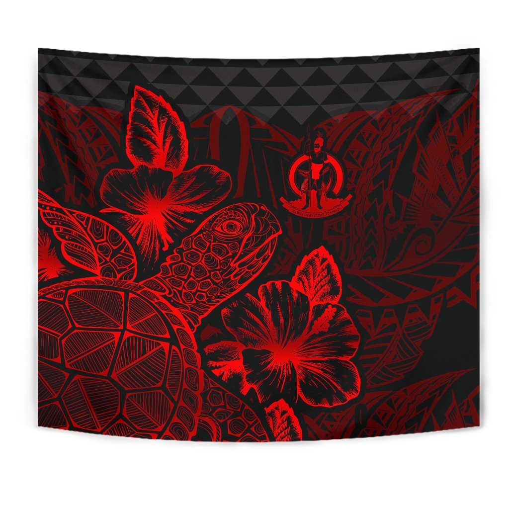 Vanuatu Tapestry - Turtle Hibiscus Pattern Red - Polynesian Pride
