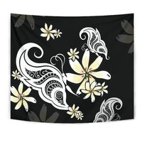 Plumeria Butterfly Tapestry Wall Tapestry Black - Polynesian Pride