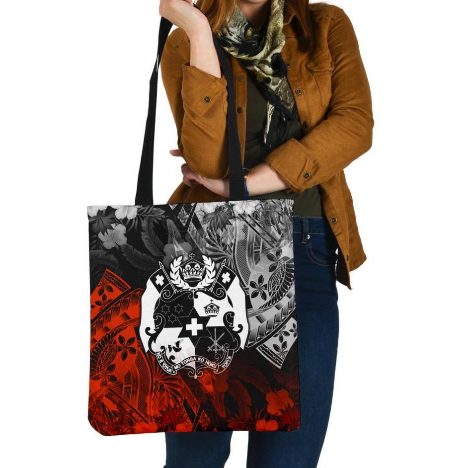 Tonga Polynesian Tote Bag - Vintage Polynesian Style Tote Bag One Size Black - Polynesian Pride