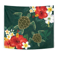 Hawaii Sea Turtle Hibiscus Plumeria Tapestry - Polynesian Pride