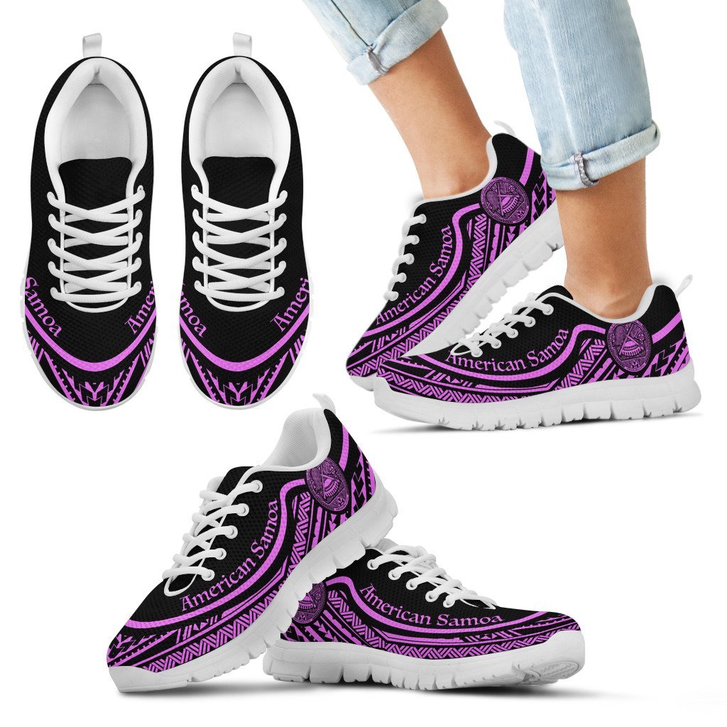 American Samoa Wave Sneakers Purple Color Kid's Sneakers - White - American Samoa White - Polynesian Pride