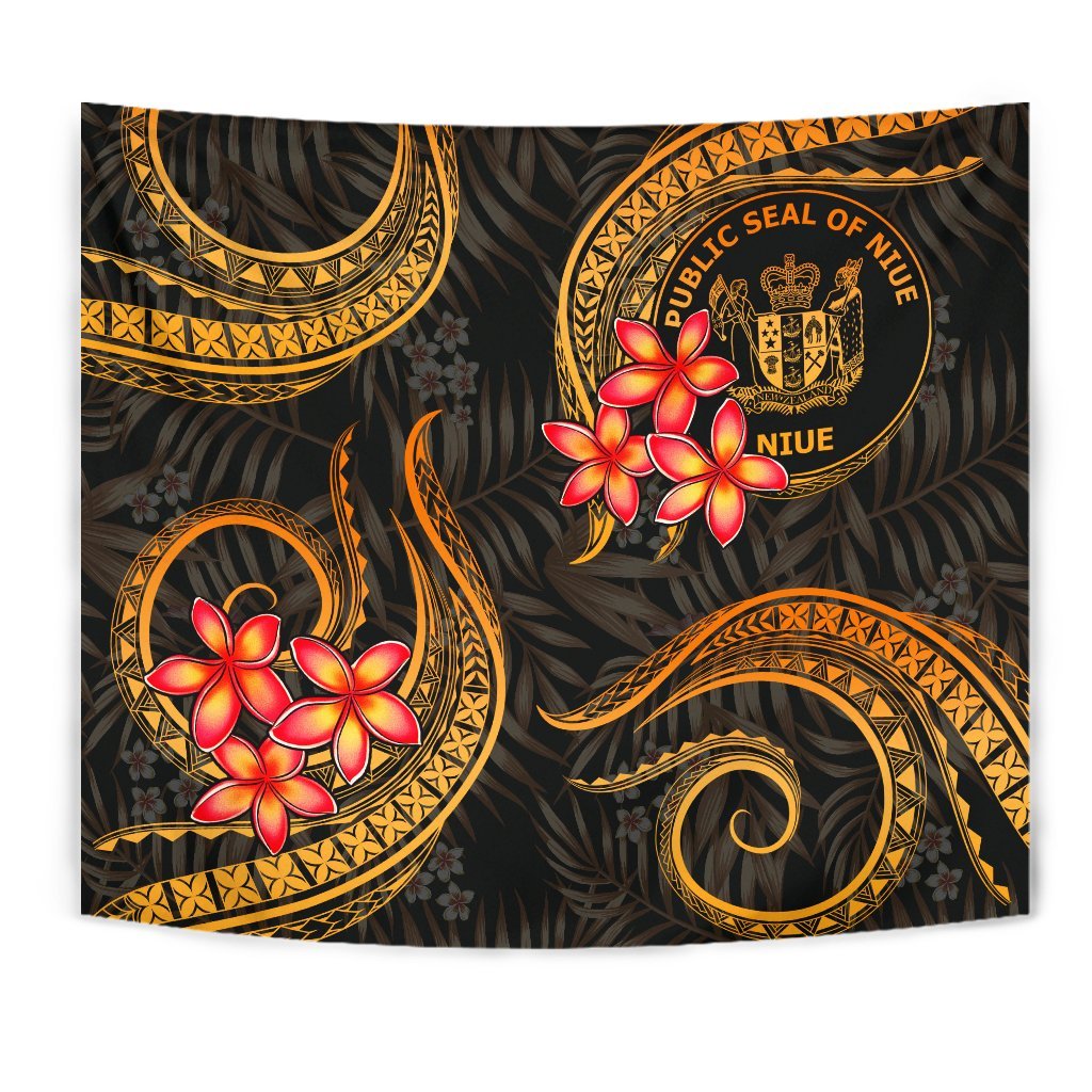 Niue Tapestry - Gold Plumeria - Polynesian Pride