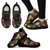 Hawaii Palm Leaves Pineapples Jungle Leaf Sneaker Women's Sneakers Black - Polynesian Pride