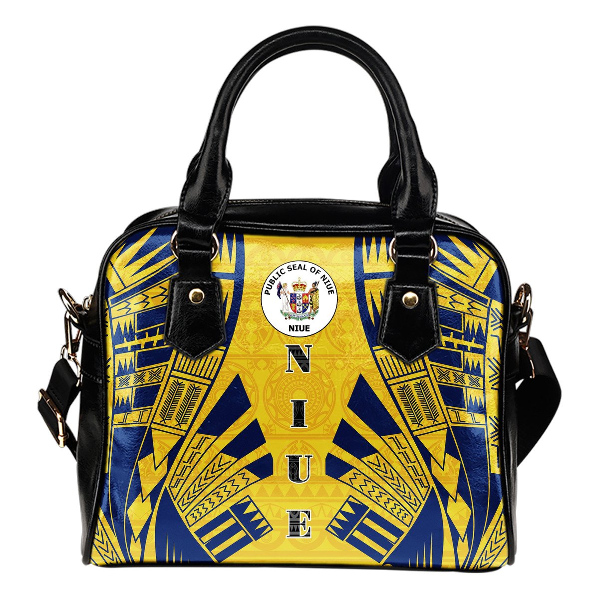 Niue Shoulder Handbag - Polynesian Tattoo Flag One Size White - Polynesian Pride