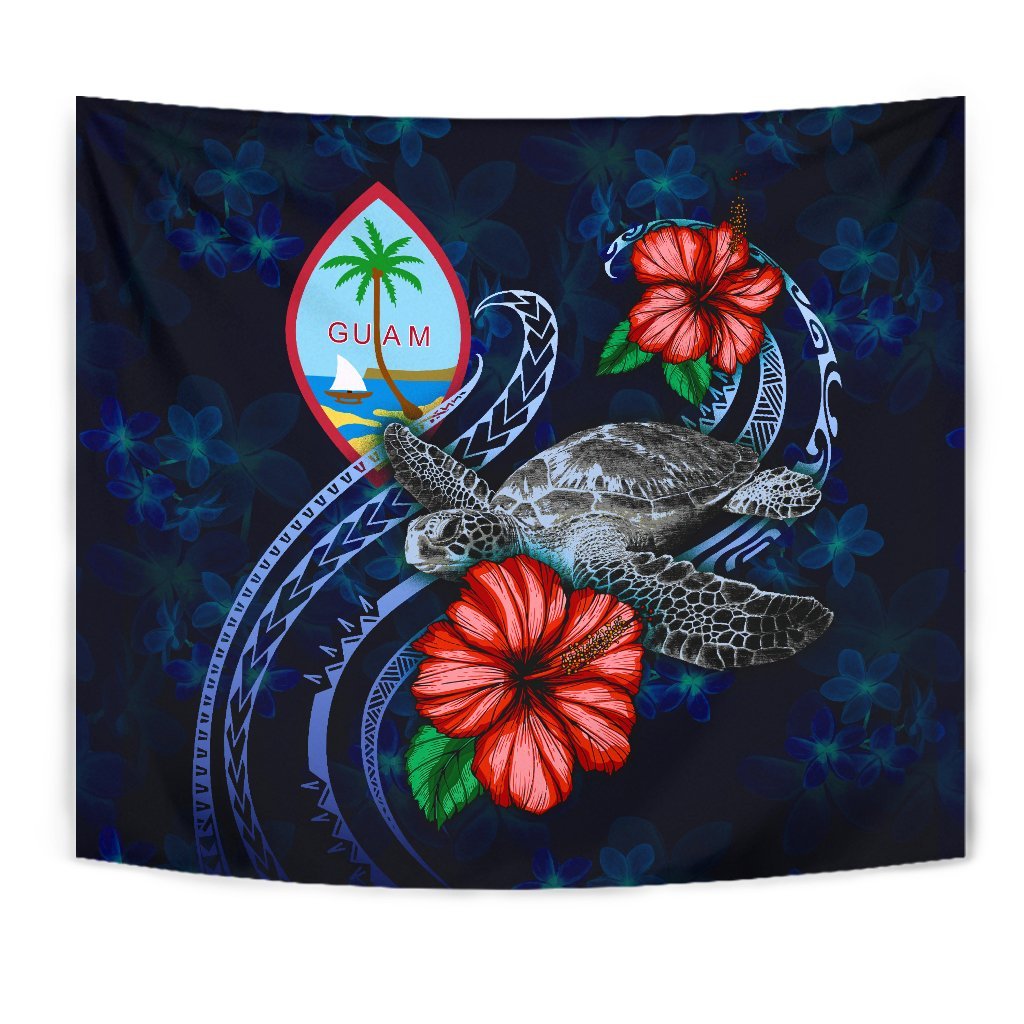 Guam Polynesian Tapestry - Blue Turtle Hibiscus - Polynesian Pride