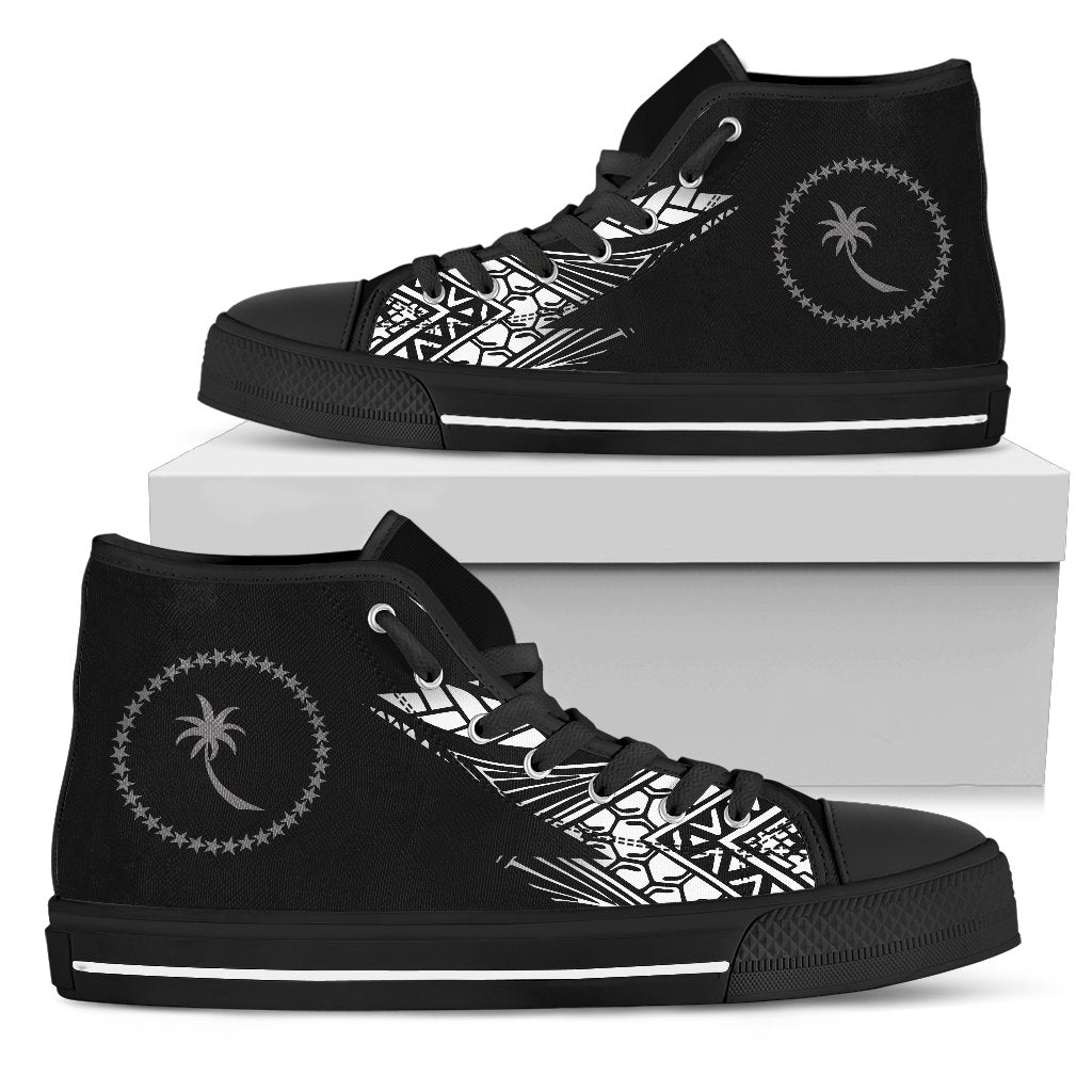 Chuuk Pattern Men's High Top Shoes - FSM Unisex Black - Polynesian Pride