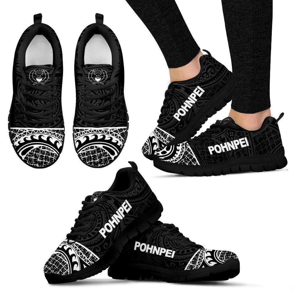 Pohnpei Sneakers - Pohnpei Flag Micronesia Black Style - Polynesian Pride
