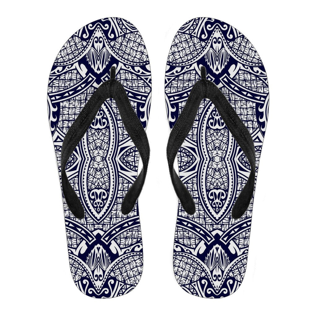 Polynesian Flip Flops Blue And White Women's Flip Flops Black - Polynesian Pride