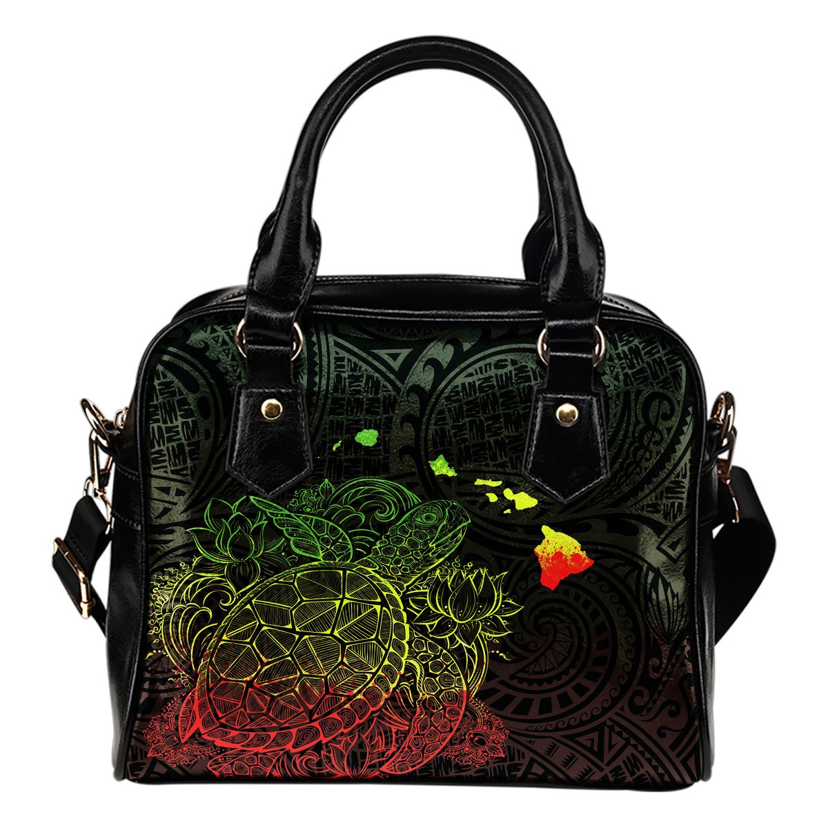 Polynesian Hawaii Shoulder Handbag - Turtle Map Reggage One Size Reggage - Polynesian Pride